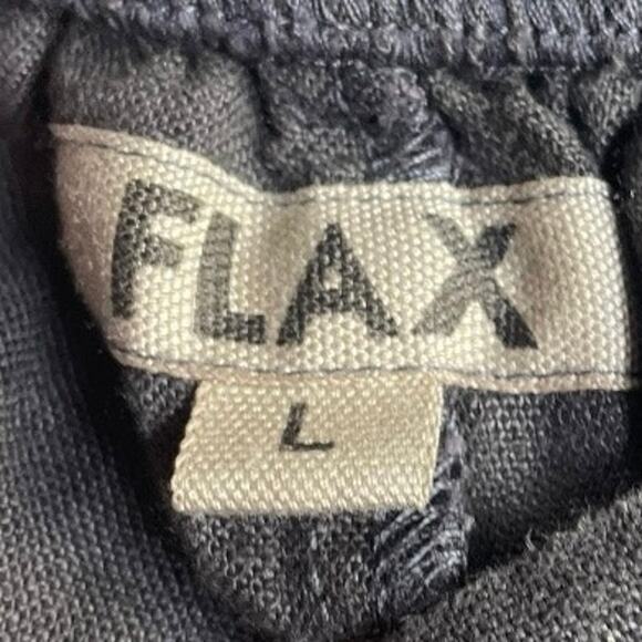 Flax Women’s Gray Linen Flat Front Wide Leg Loose Lagenlook Pants Size-Large - Picture 2 of 3